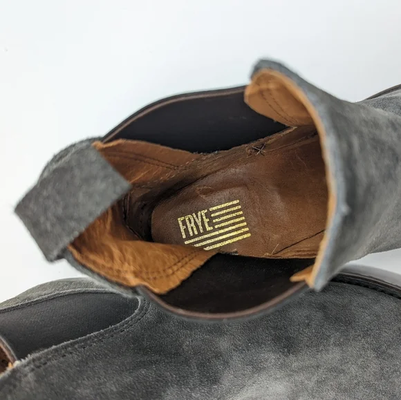 Frye Silver Gray Ankle Booties with Chunky Heel - Picture 9 of 10